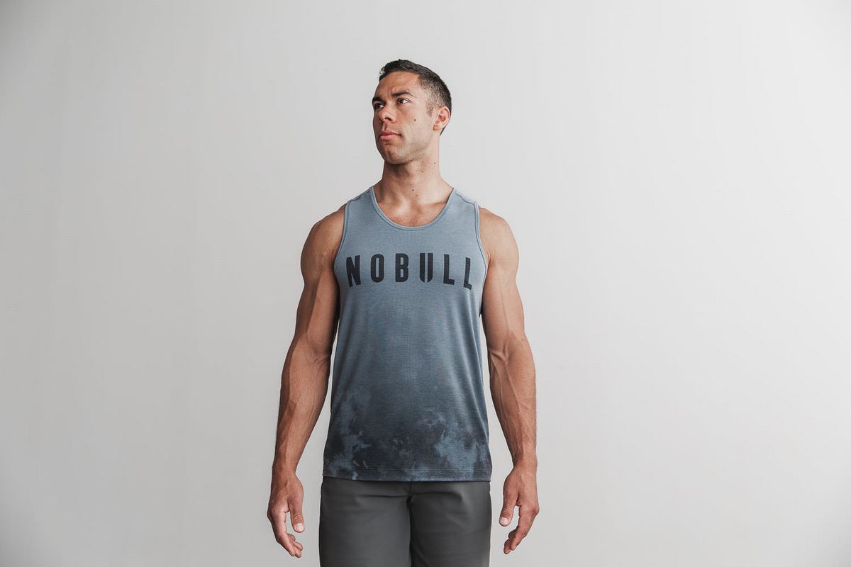 Nobull Dip-Dye Men's Tank Tops Blue | Australia (WU9264)